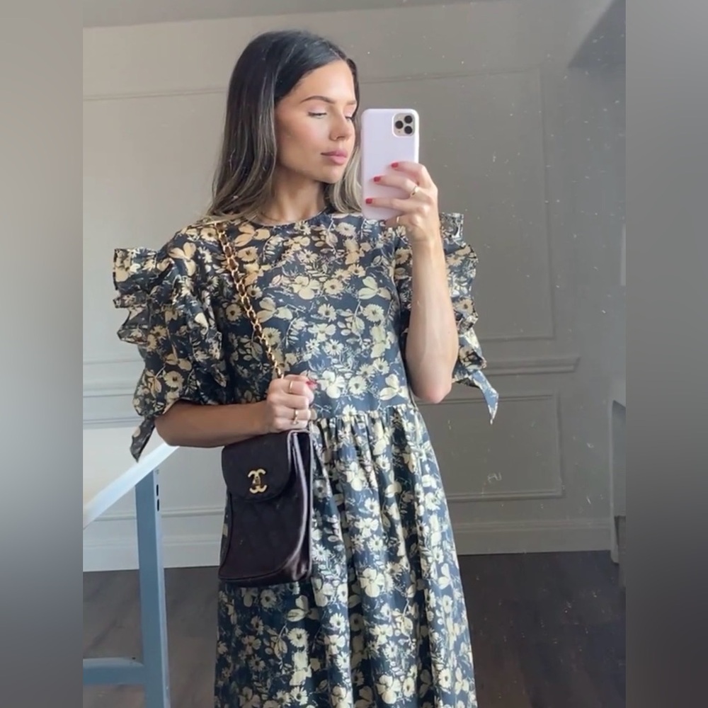 Floral Ruffle Sleeve Dress & Other stories